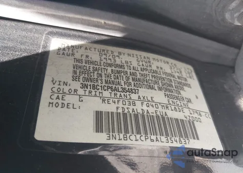 2010 Nissan Versa 1.8S z USA, uszkodzony, nr VIN 3N1BC1CP6AL354837